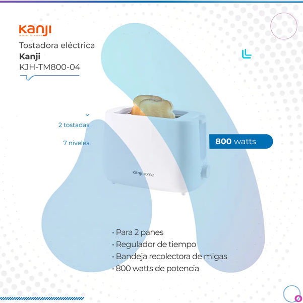 TOSTADORA KANJI HOME KJH-TM800-04 800W 2P BLANCA